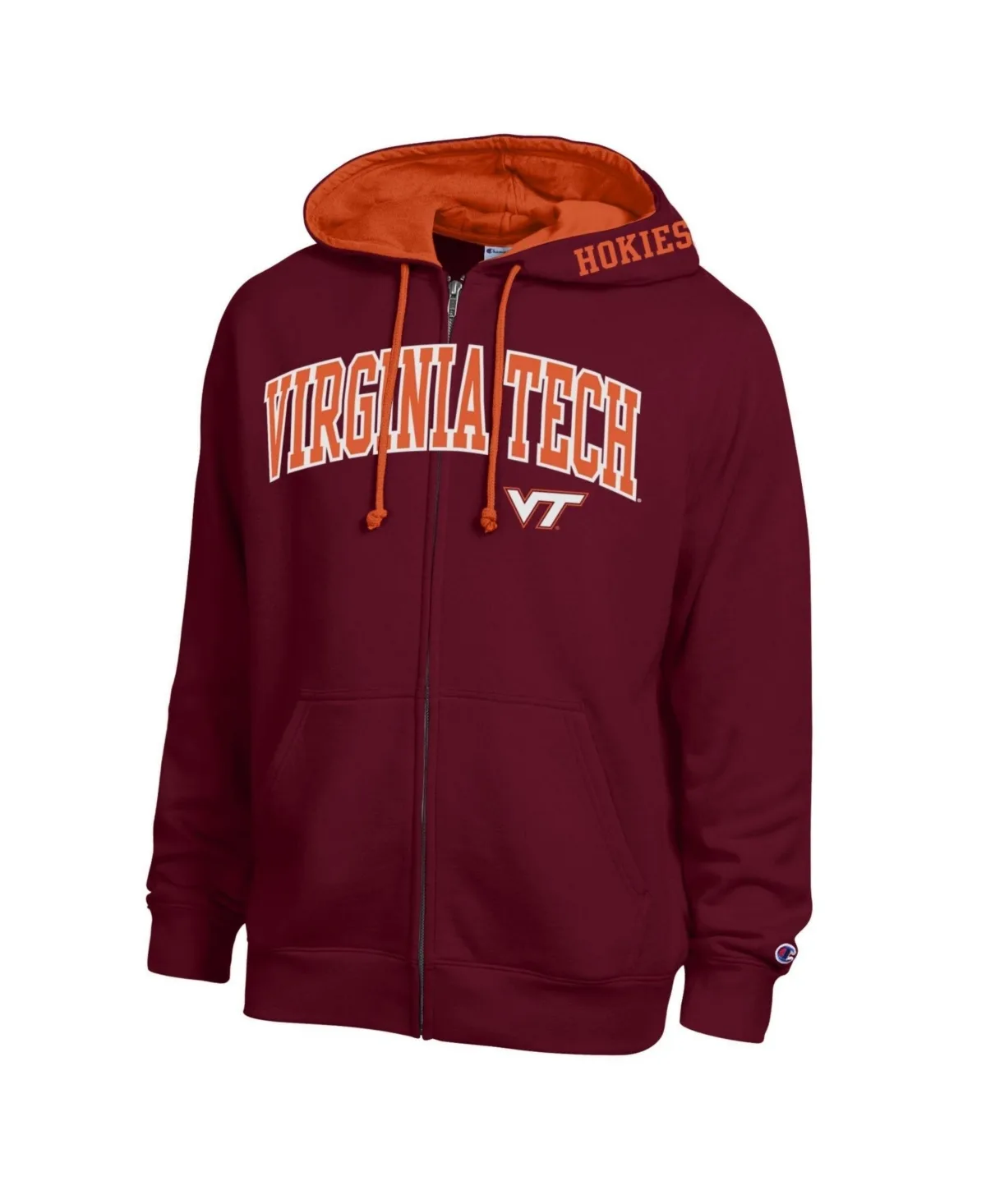 Virginia Tech Hokies Arch Logo Full-Zip Fleece Hoodie by Champion