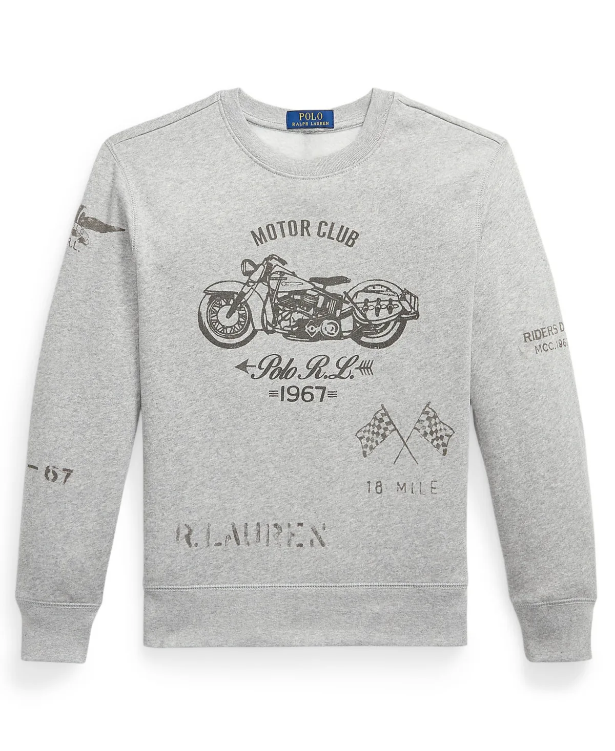 Motorcycle-Print Fleece Crewneck Sweatshirt by Polo Ralph Lauren