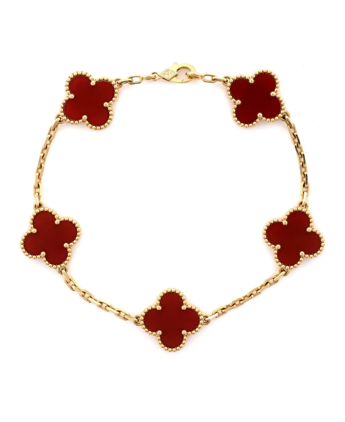 Pre-Owned Van Cleef & Arpels Vintage Alhambra 5 Motifs Bracelet in 18K Yellow Gold by Pre Owned Van Cleef & Arpels