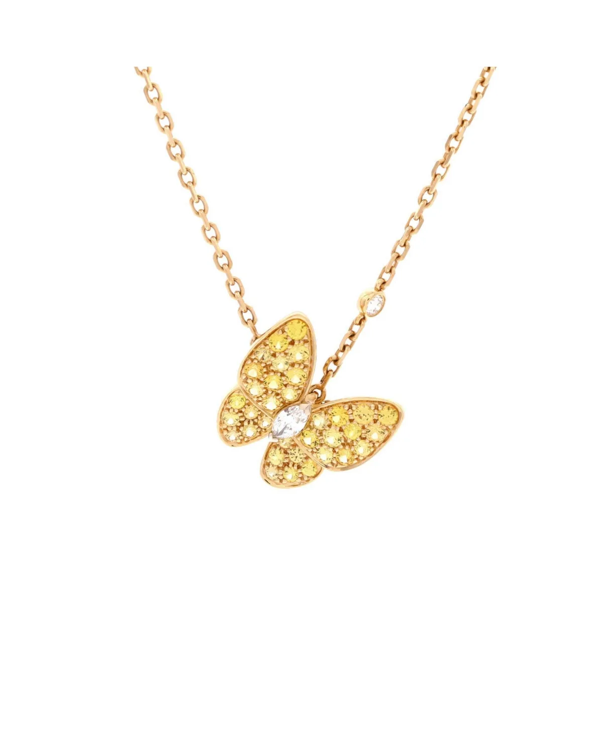 Pre-Owned Van Cleef and Arpels Two Butterfly Pendant Necklace by Pre Owned Van Cleef & Arpels