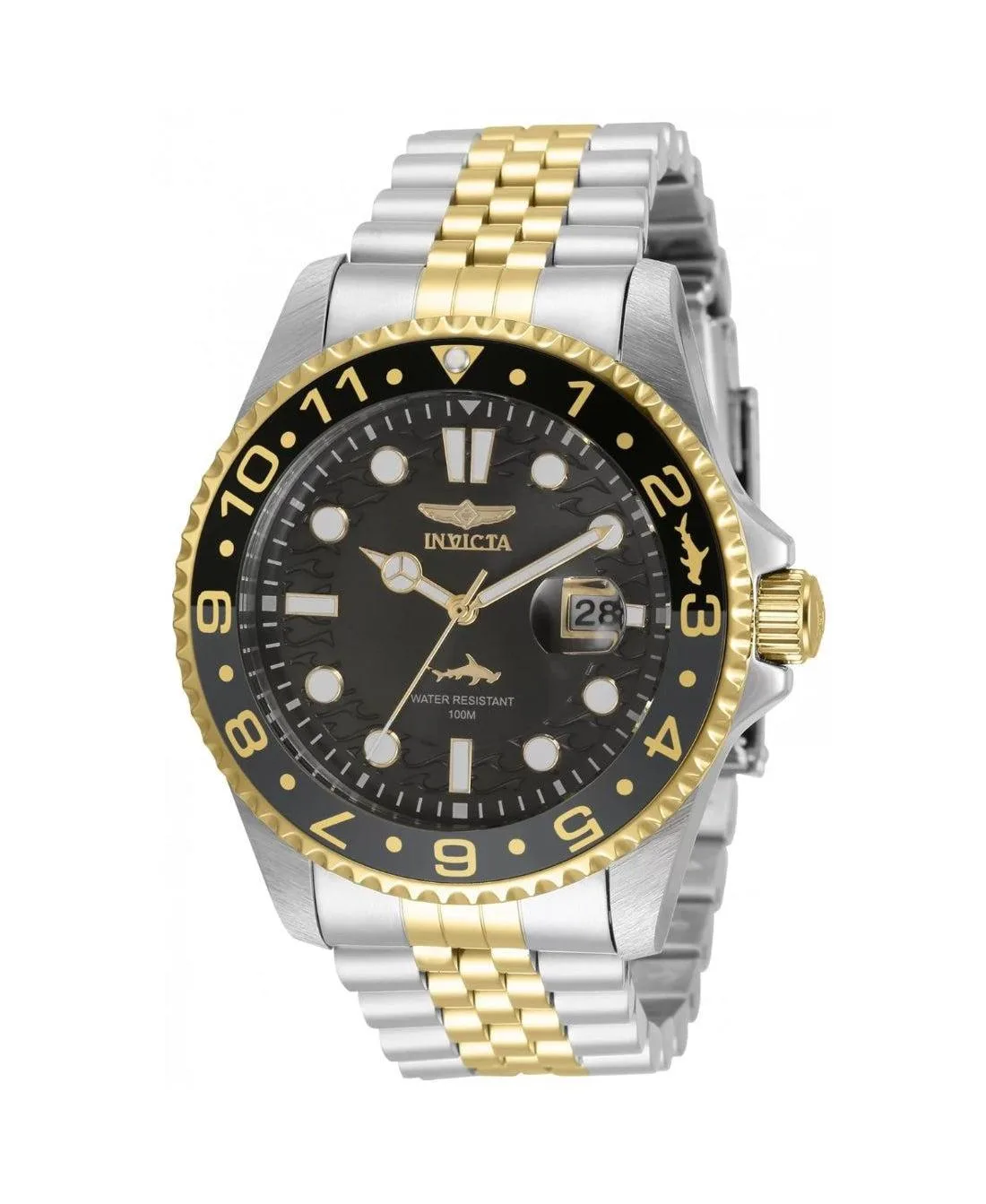 Quartz Pro Diver 3 Hand Water-Resistant 100 Meters Gold/Stainless Steel Watch, 43mm