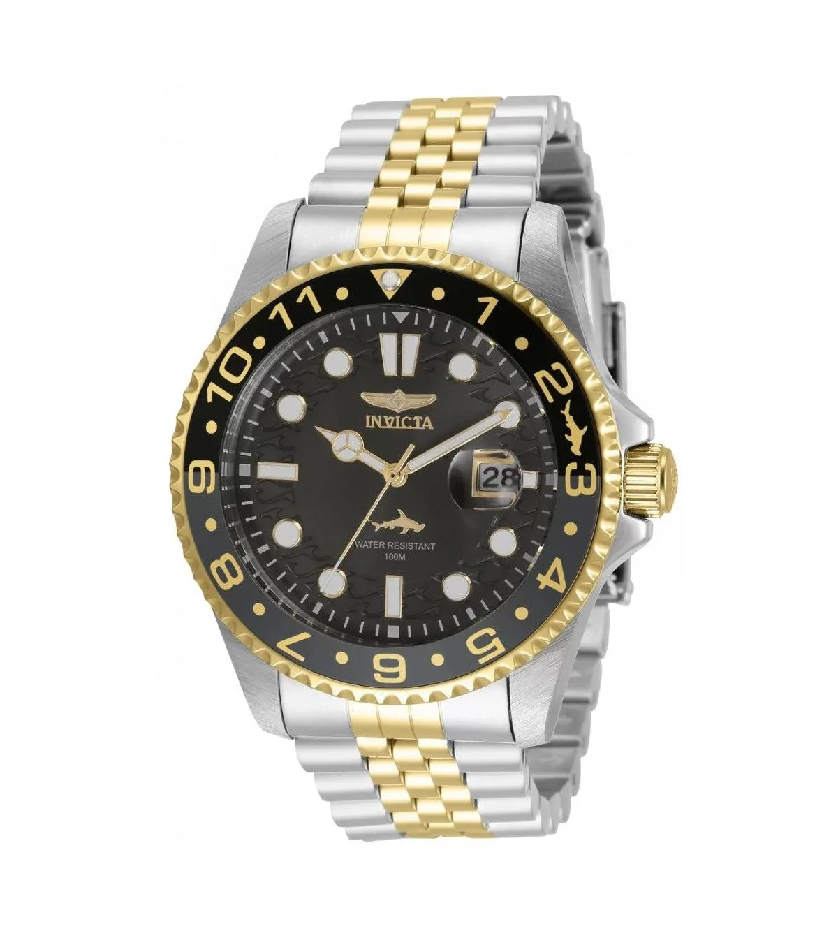 Quartz Pro Diver 3 Hand Water-Resistant 100 Meters Gold/Stainless Steel Watch, 43mm