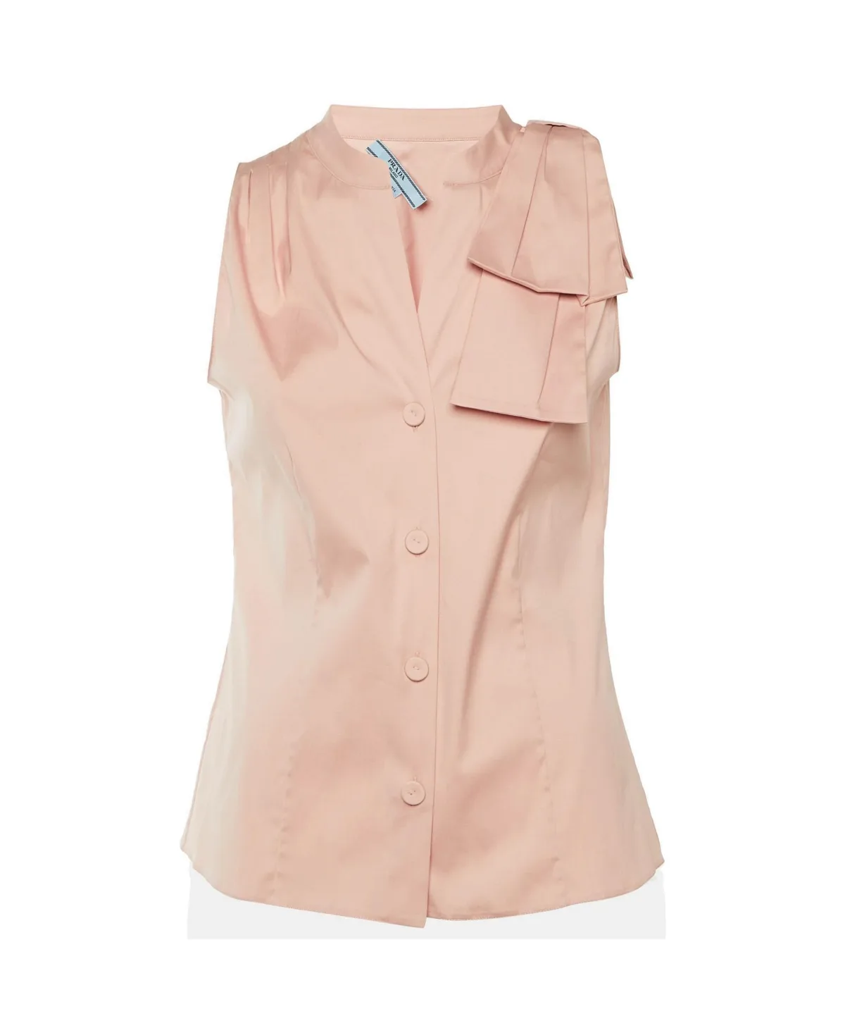 Pre-Owned Prada Bow-Detail Cotton Sleeveless Blouse by Prada