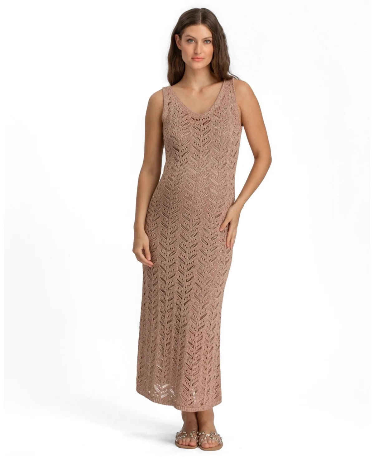 Portofino Open-Knit V-Neck Maxi Dress by Pietro Brunelli Maternity