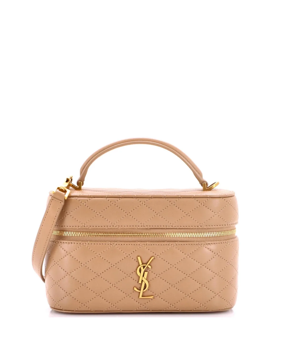 Pre-Owned Saint Laurent Mini Gaby Zip Around Vanity Bag Quilted Leather