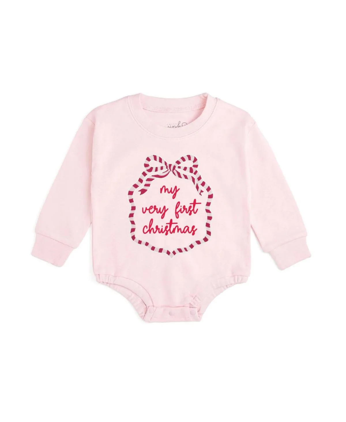 My First Christmas Holiday Sequin Bow Patch Long-Sleeve Romper by Sweet Wink