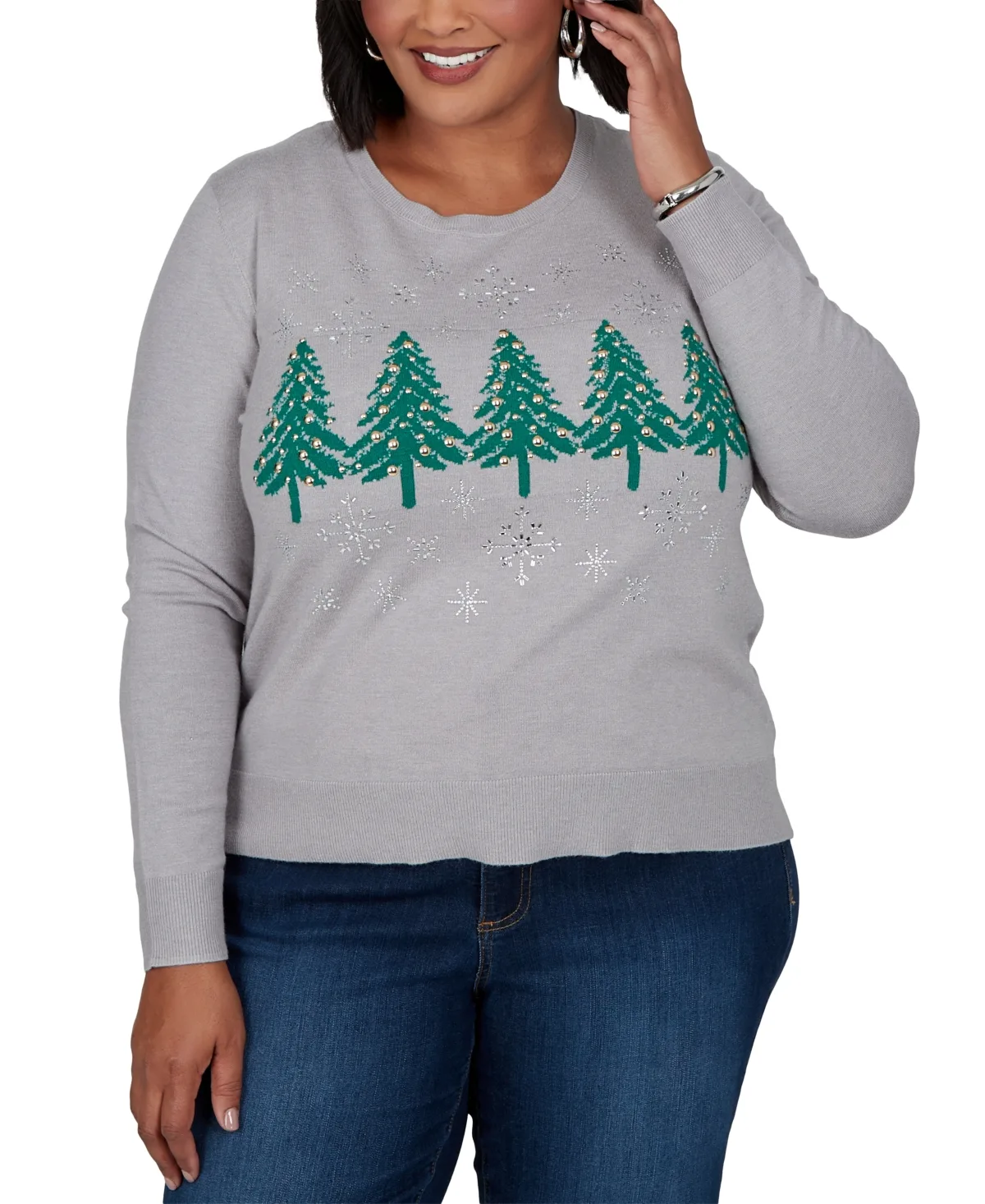Holiday Embellished-Tree Pullover Sweater by Ruby Rd