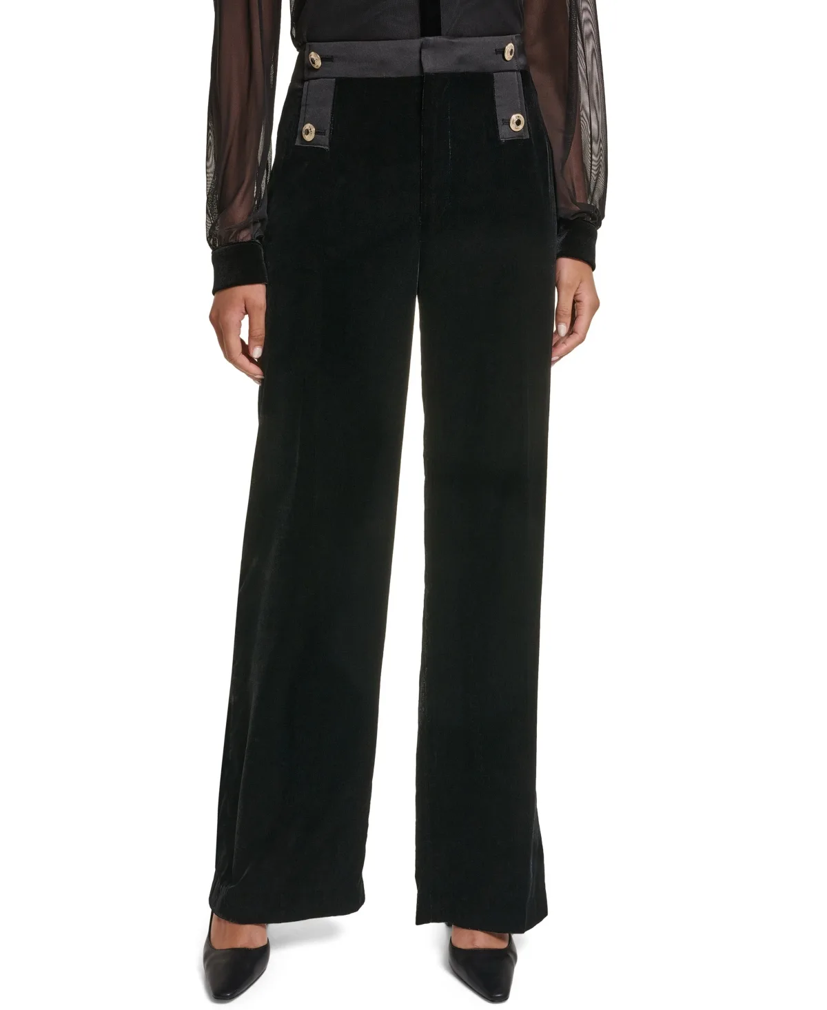 Sailor High-Waist Wide-Leg Velvet Pants by Karl Lagerfeld