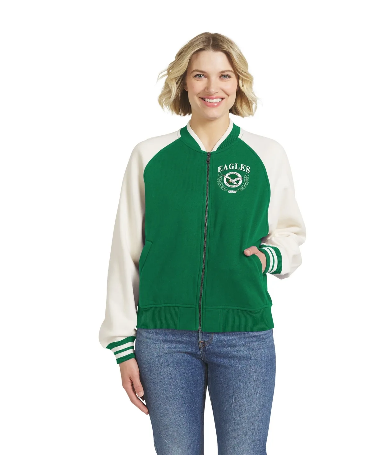 Philadelphia Eagles Throwback Varsity Fleece Full-Zip Jacket by Wear by Erin Andrews