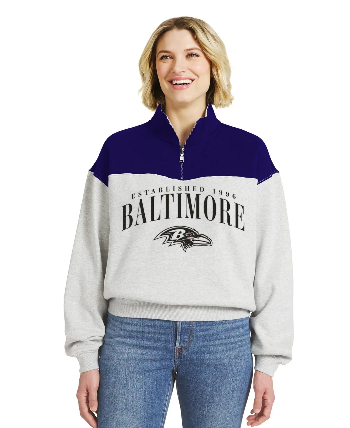 Baltimore Ravens Mock Neck Colorblock Half-Zip Pullover by Wear by Erin Andrews