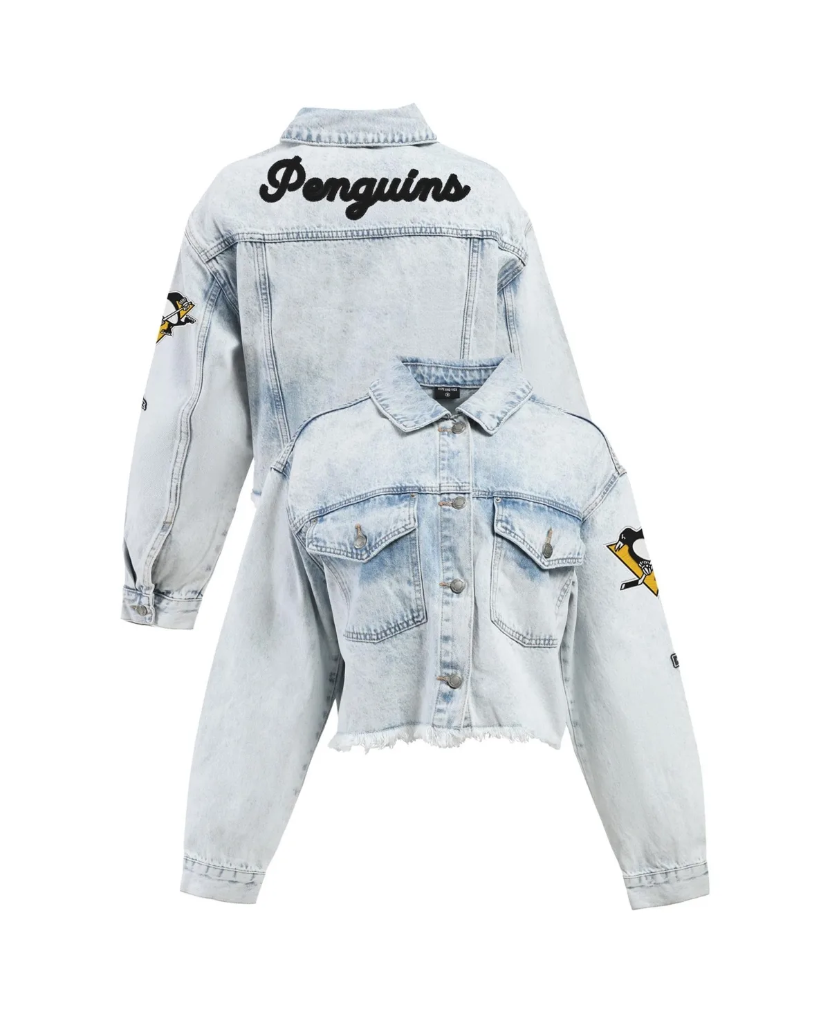 Pittsburgh Penguins Cropped Long-Sleeve Denim Jacket by Hype and Vice