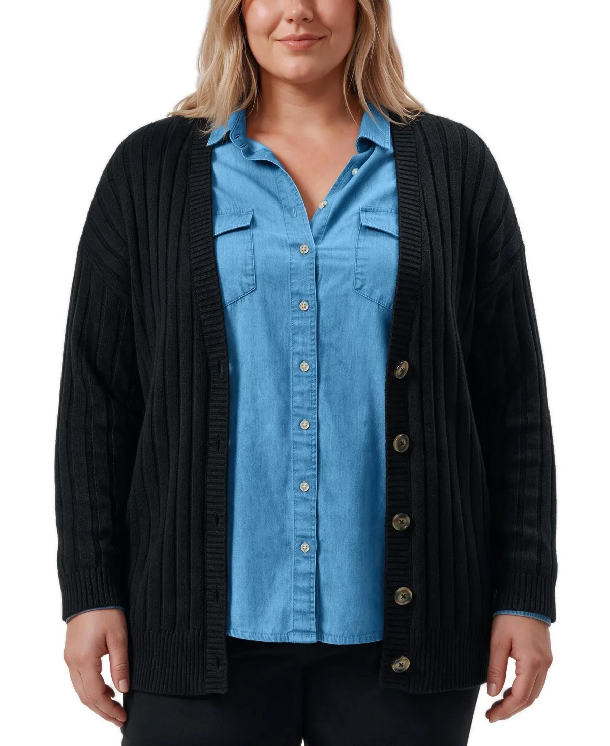 Ribbed V-Neck Cardigan by Torrid
