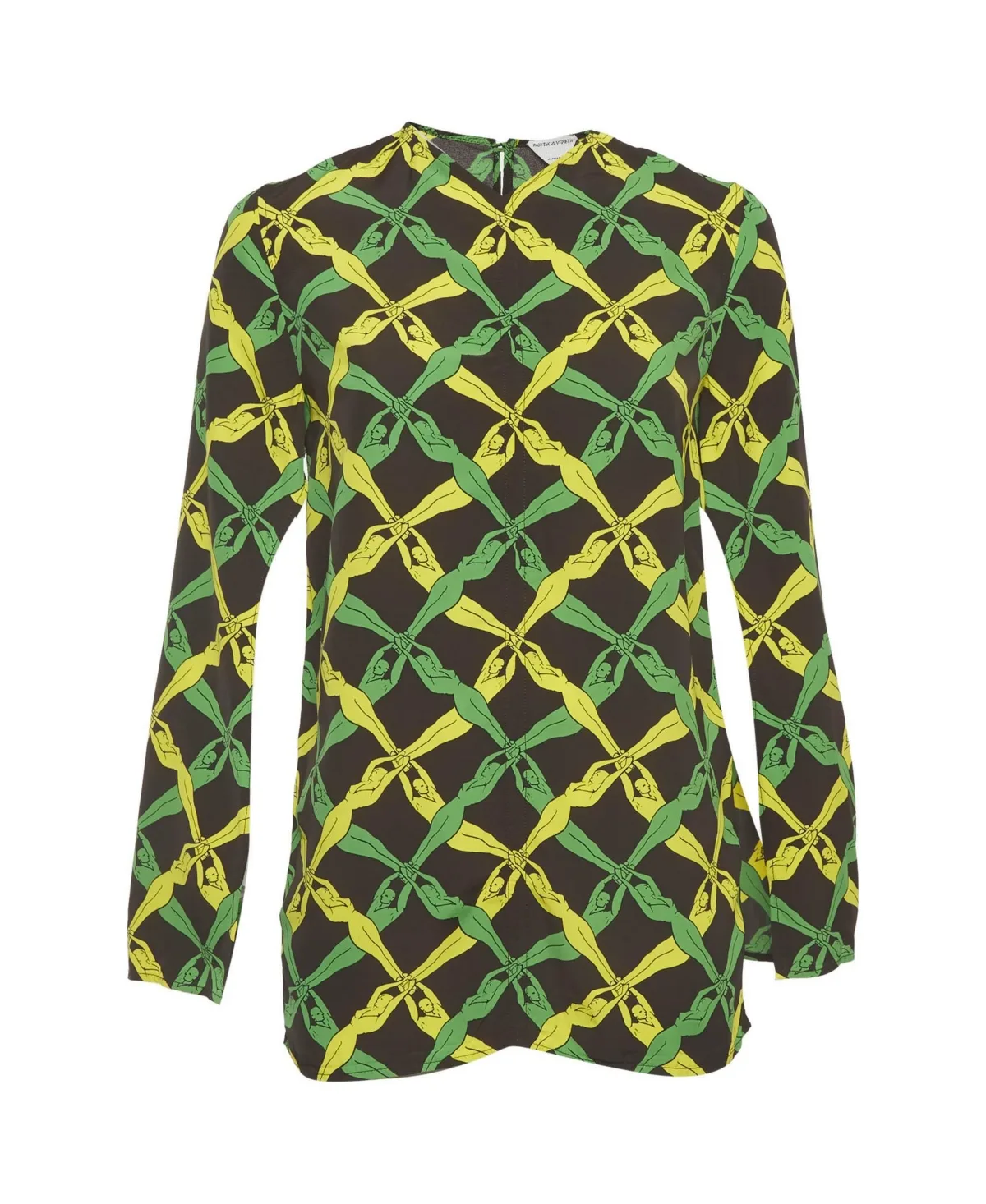Pre-Owned Bottega Veneta Graphic Print Crepe Long Sleeve Blouse by Bottega Veneta