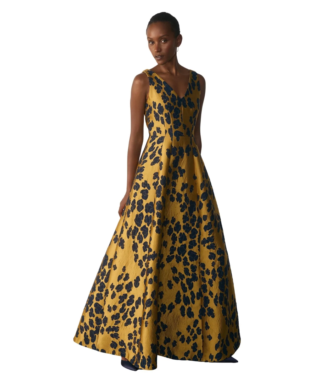 Marsella Formal V-Neck Jacquard Maxi Dress by The Fold