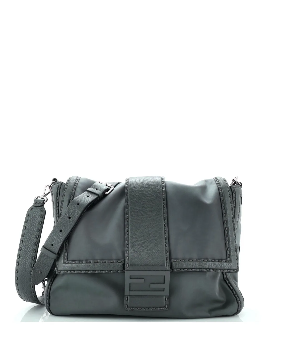 Pre-Owned Fendi Large Baguette Flap Messenger Bag Nylon by FENDI