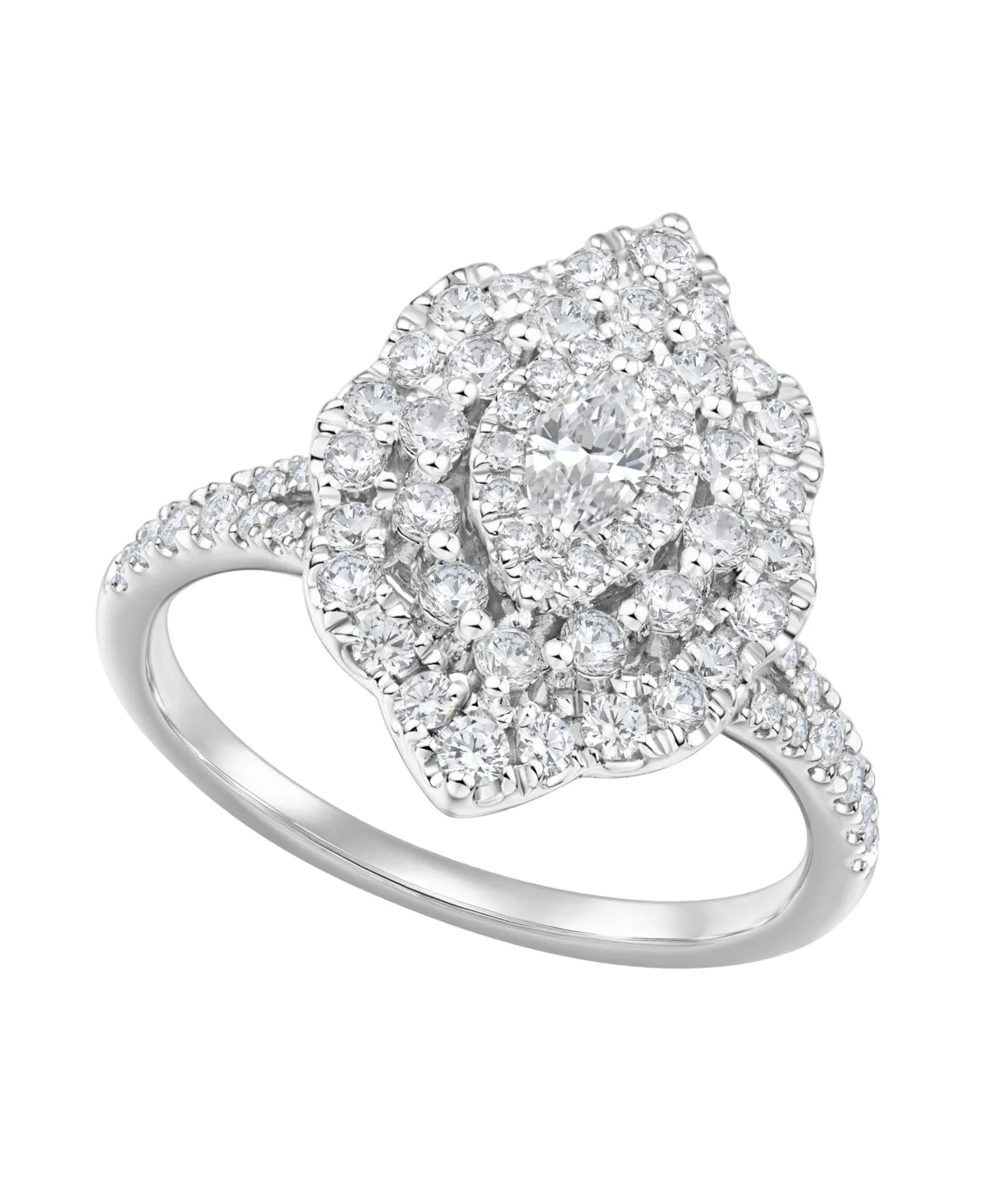 Diamond Halo Marquise Ring (1 ct. t.w.) in 14k White Gold