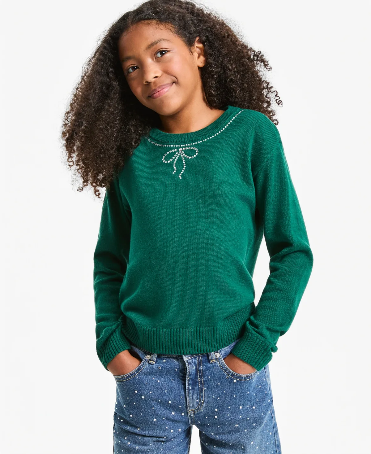Stone Necklace Long-Sleeve Crew Neck Sweater by Epic Threads
