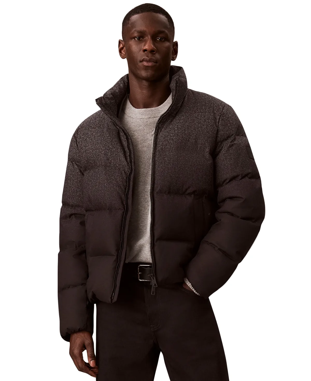 Puffer Herringbone Down Jacket by Calvin Klein