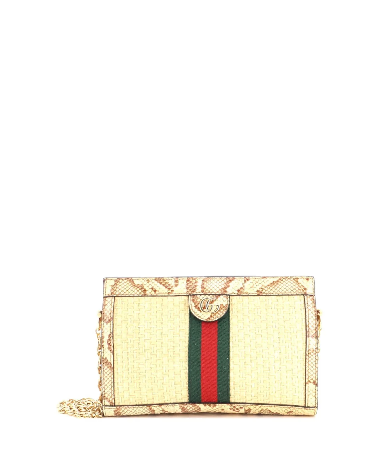 Pre-Owned Gucci Small Ophidia Chain Shoulder Bag Raffia by Gucci