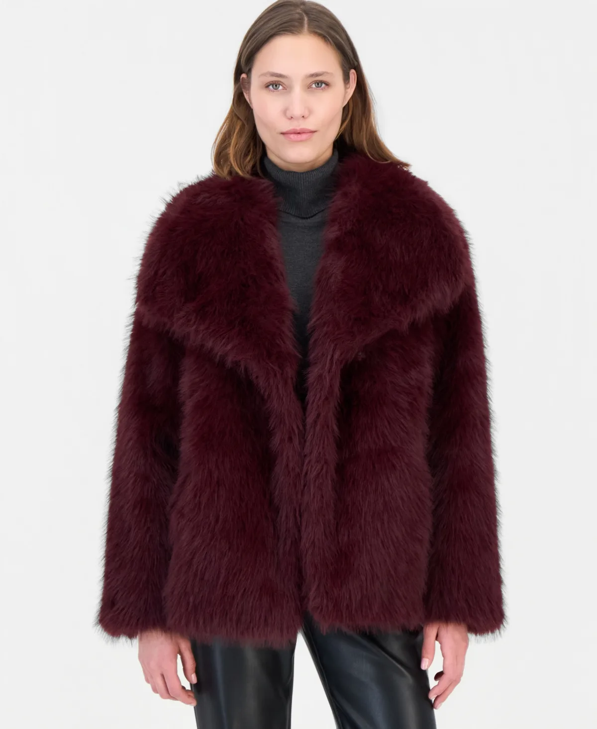 Faux Fur Extended Collar Coat by Steve Madden