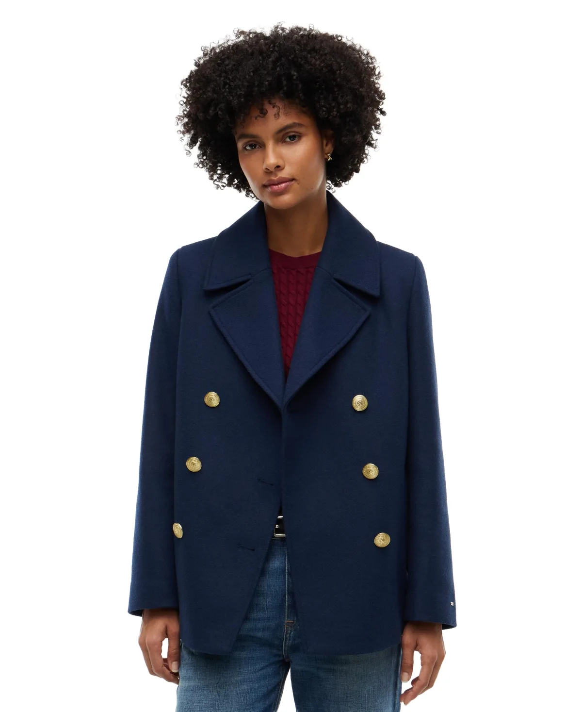 Gold Button Double-Breasted Coat by Tommy Hilfiger