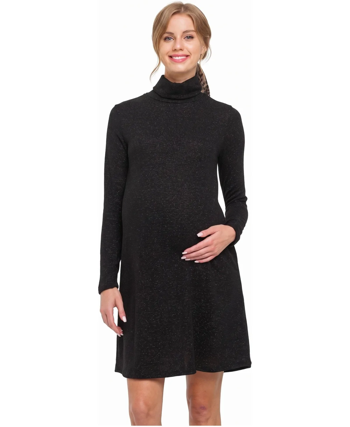 Maternity Turtleneck Shimmer Dress by Hello Miz