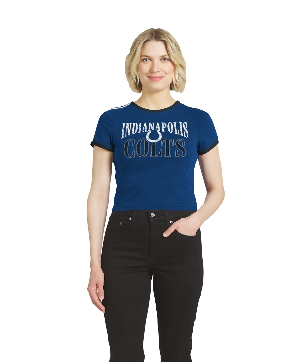Indianapolis Colts Cropped Ringer T-Shirt by Wear by Erin Andrews