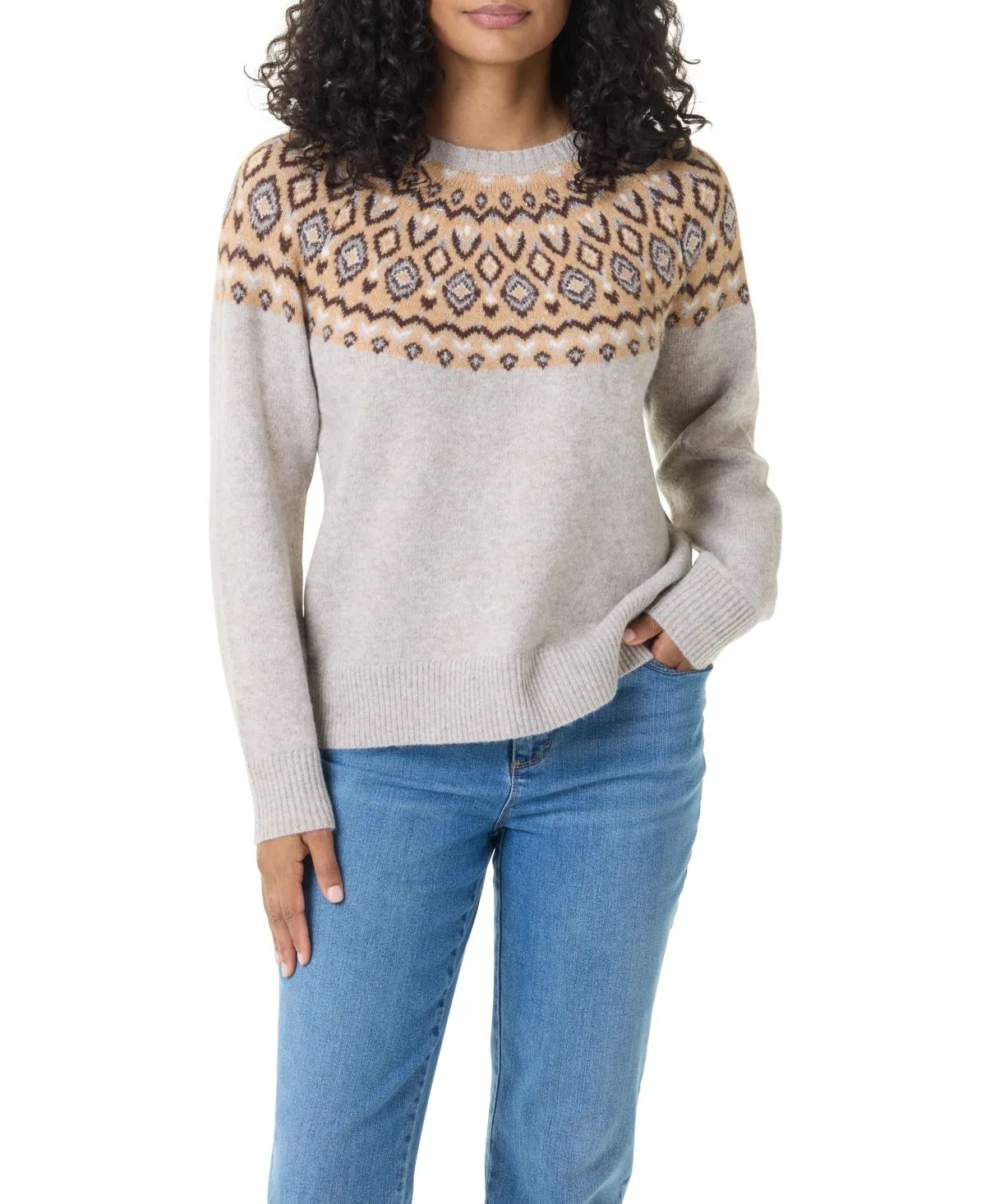 Juna Fair Isle Sweat Crewneck Long-Sleeve Sweater