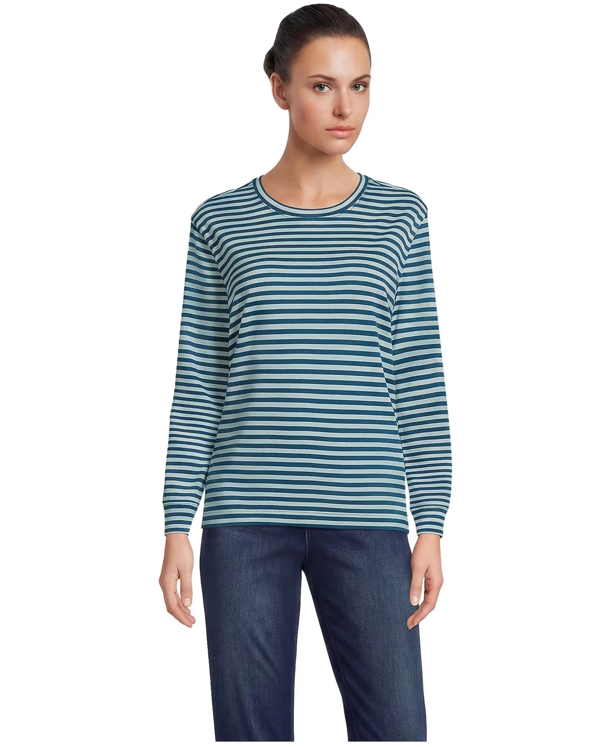 Cotton Relaxed Long Sleeve Crew Neck by Lands' End