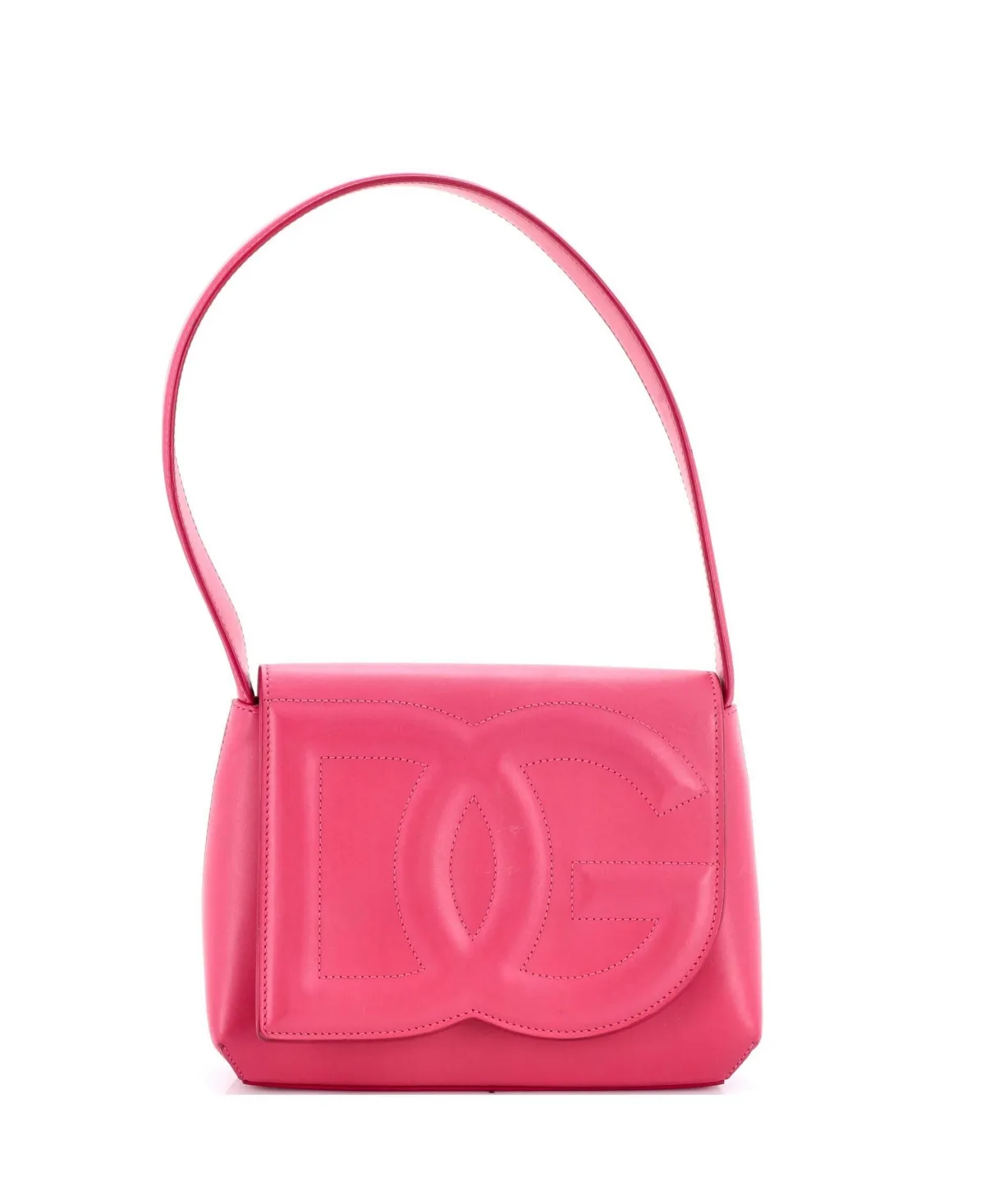 Pre-Owned Small Dg Logo Flap Hobo Bag Leather by Dolce & Gabbana