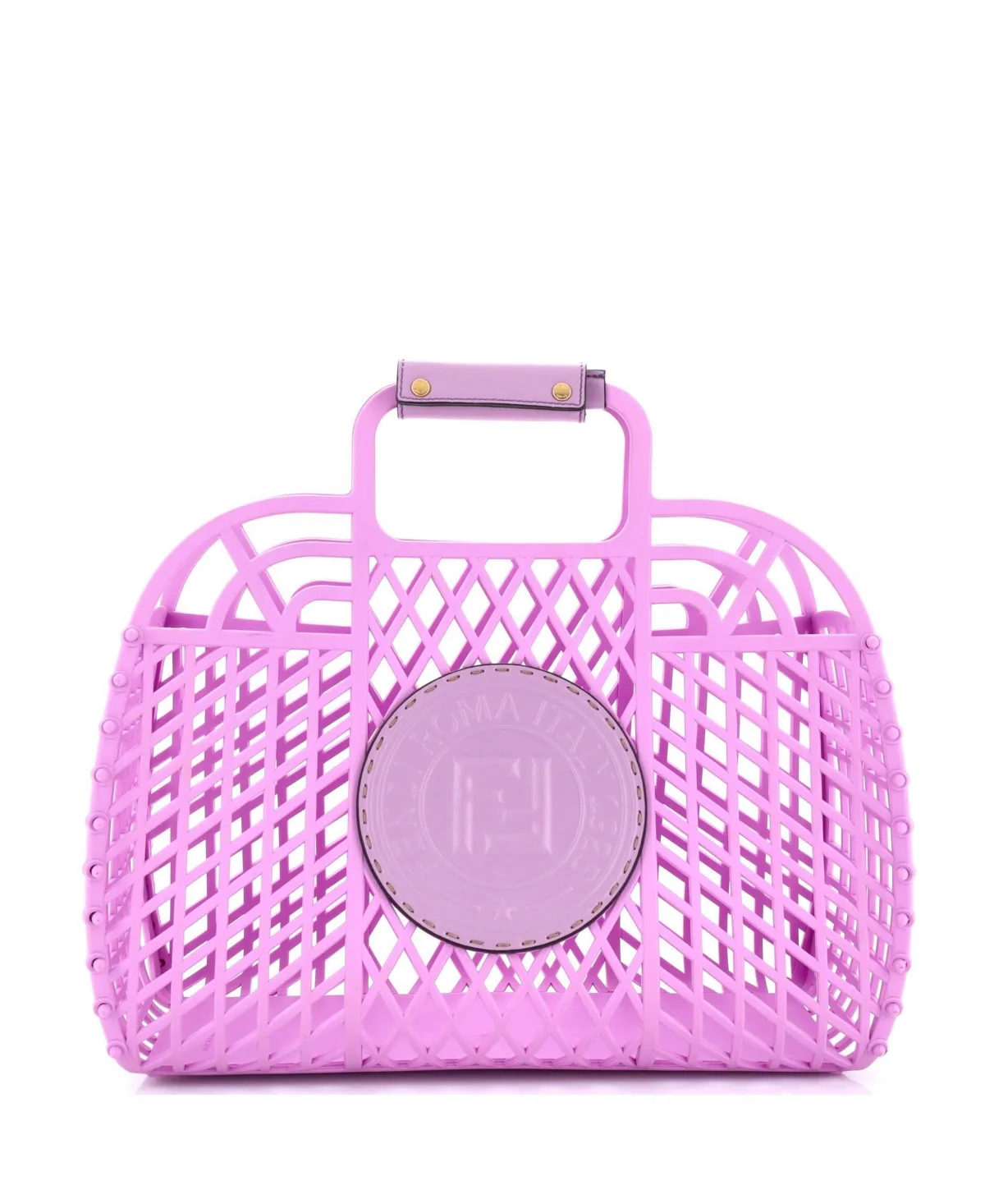 Pre-Owned Medium Ff Logo Stamp Basket Tote Pvc by FENDI