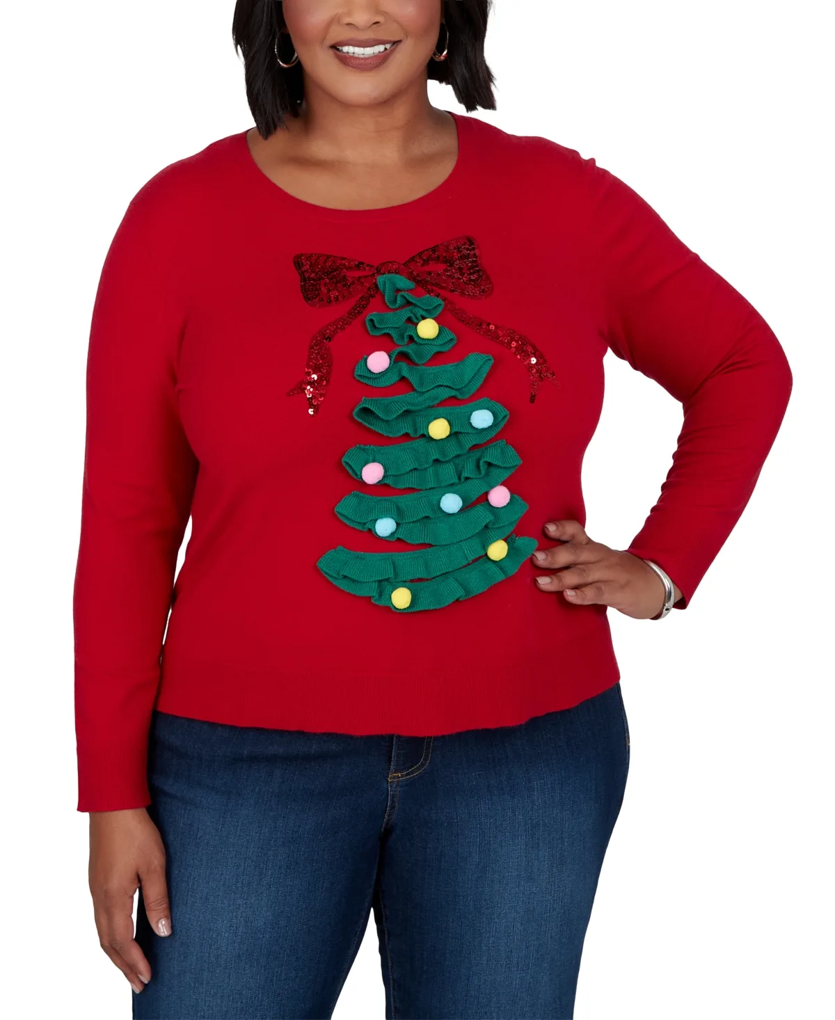 Holiday Ruffle Crewneck Pullover by Ruby Rd