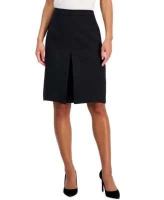 Pleat Front Crepe a Line Skirt by Kasper