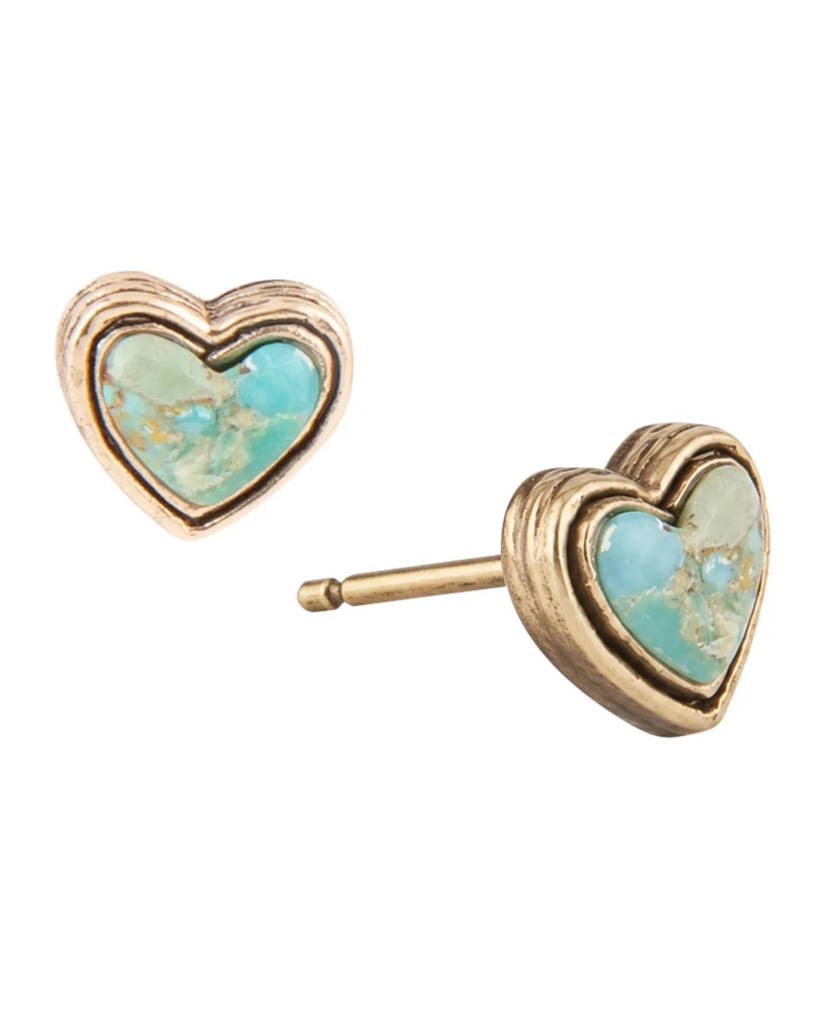 Genuine Blue Turquoise Heart Stud Earrings by Barse
