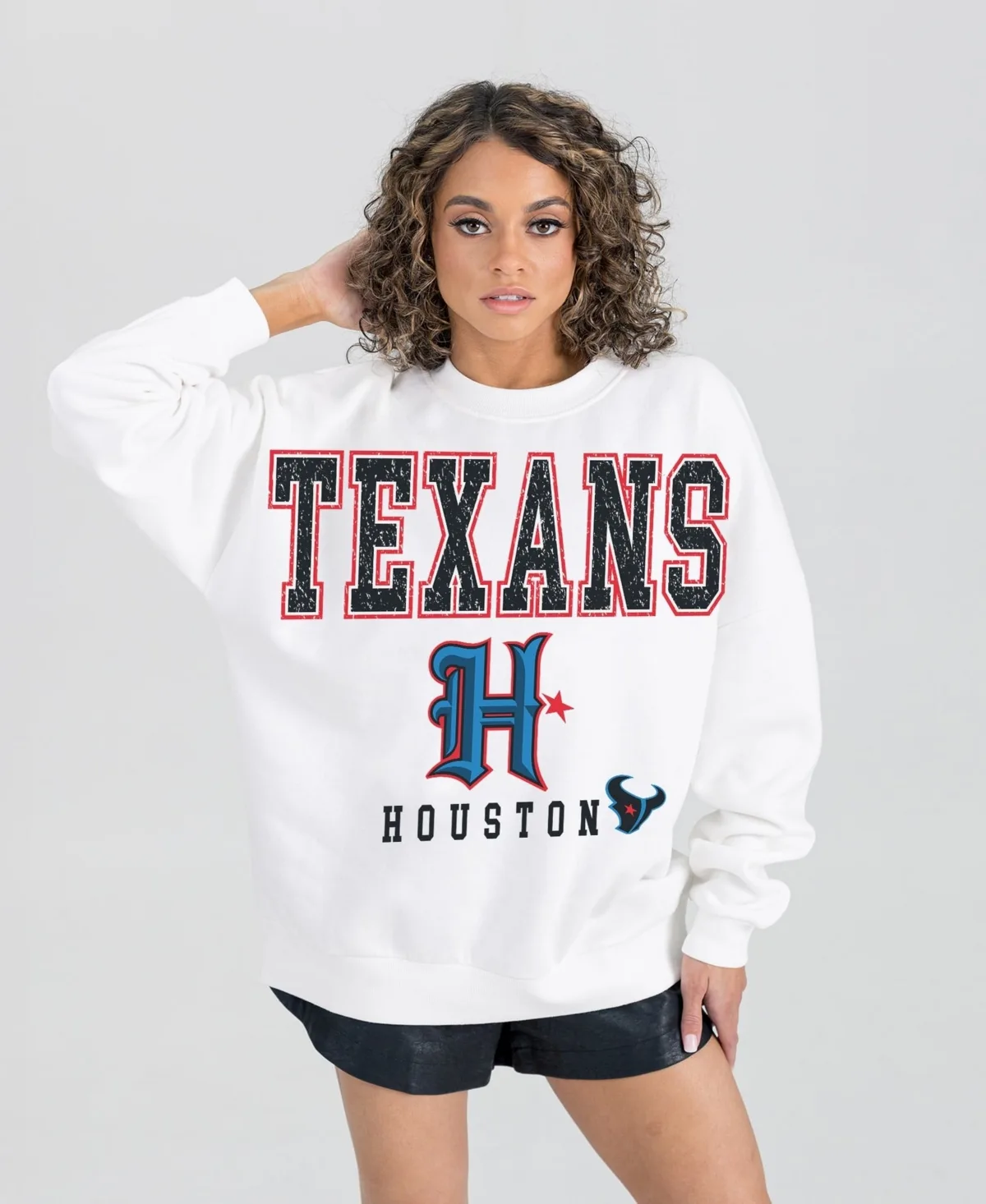 Houston Texans Classic Sunday Drives Oversized Crewneck Fleece Sweatshirt