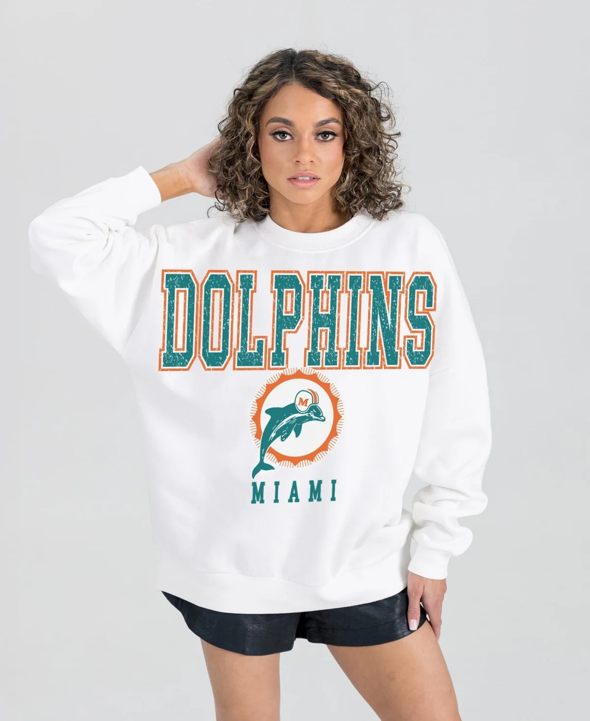 Miami Dolphins Classic Sunday Drives Oversized Crewneck Sweatshirt