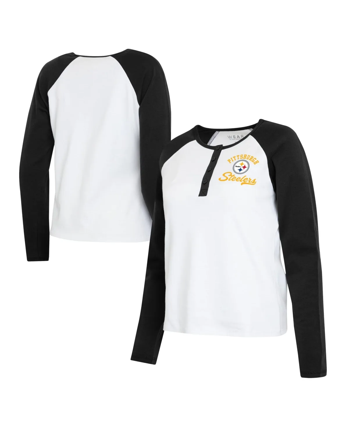 Pittsburgh Steelers Henley Long-Sleeve Raglan T-Shirt by Wear by Erin Andrews