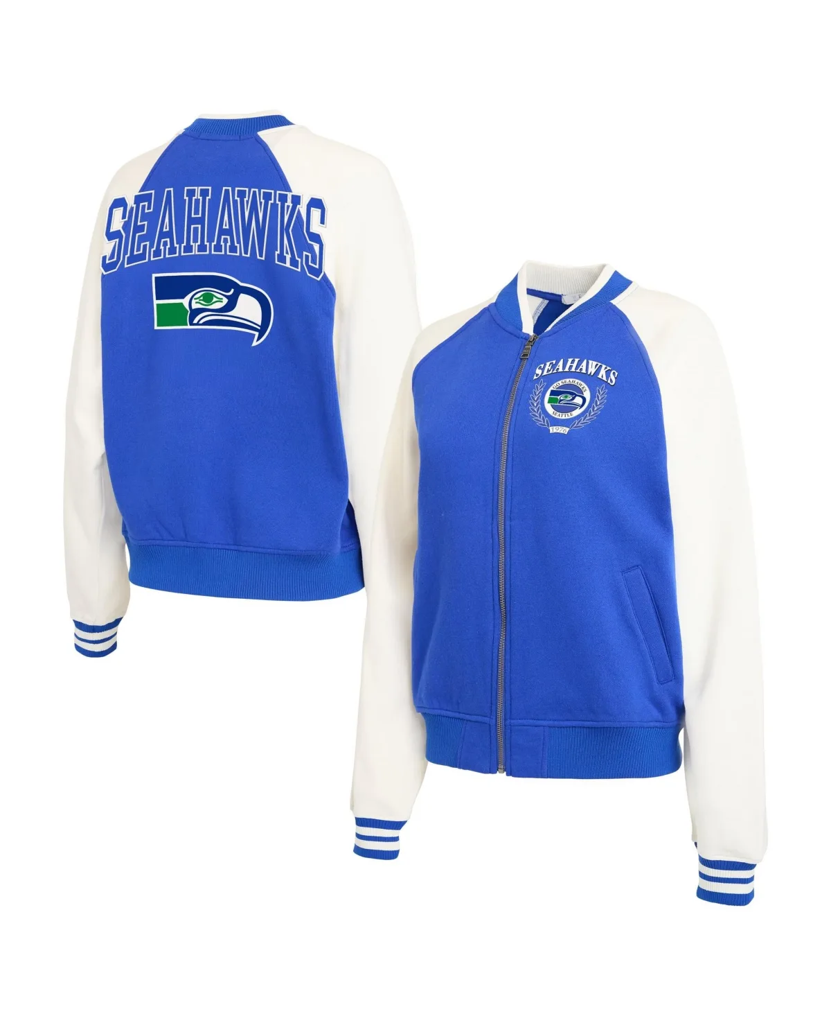 Seattle Seahawks Throwback Varsity Full-Zip Fleece Jacket by Wear by Erin Andrews