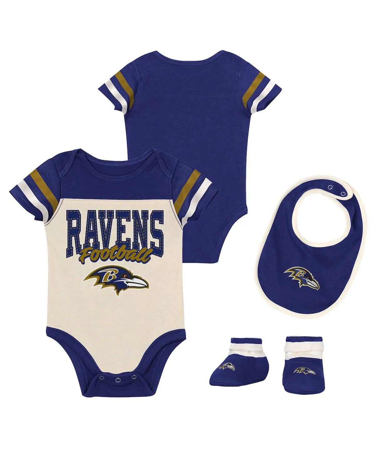 Baltimore Ravens 3-Piece Bodysuit, Bib and Booties Set by Outerstuff