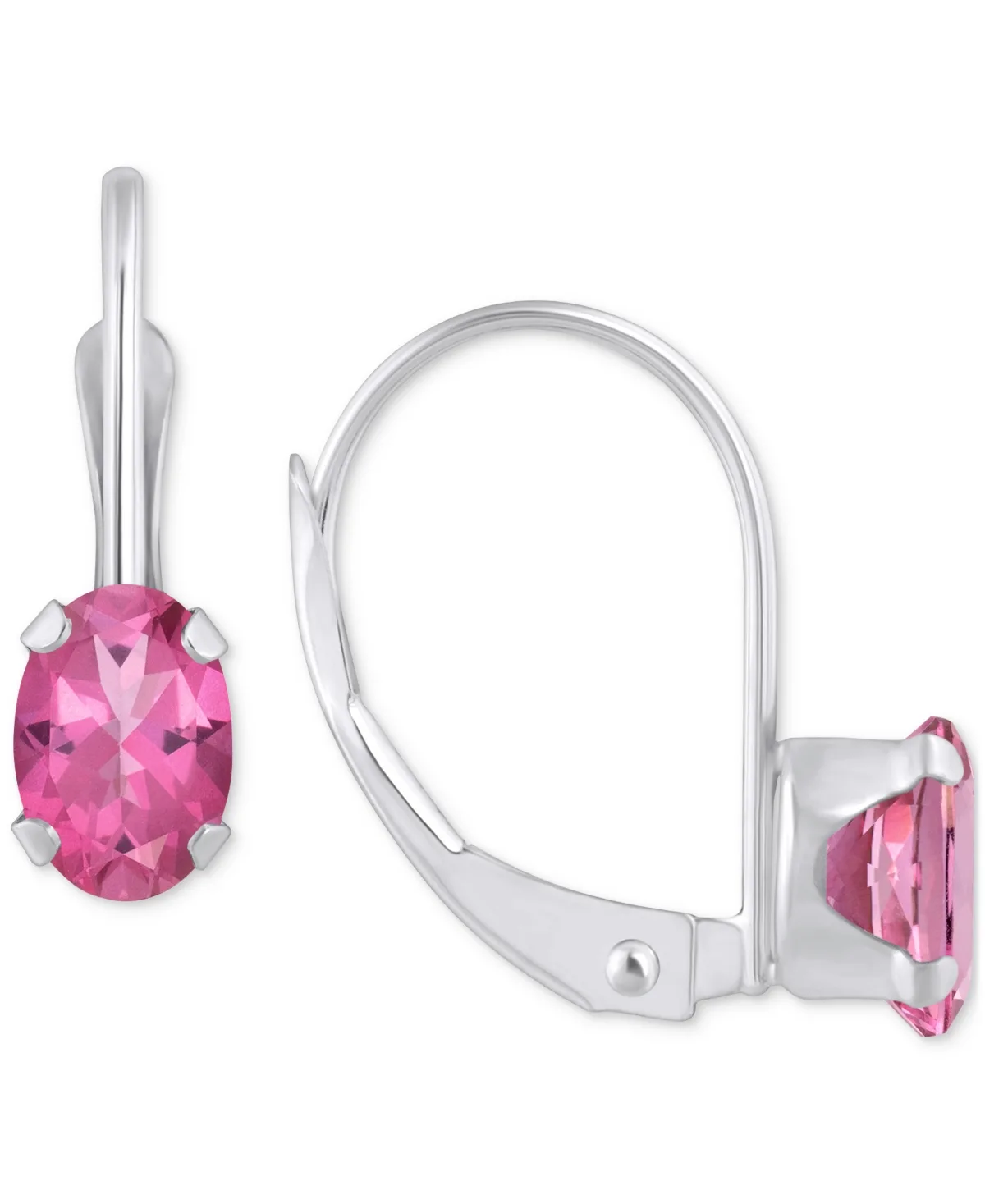 Pink Sapphire Oval-Shaped Solitaire Leverback Earrings in 10k Gold by Macy's