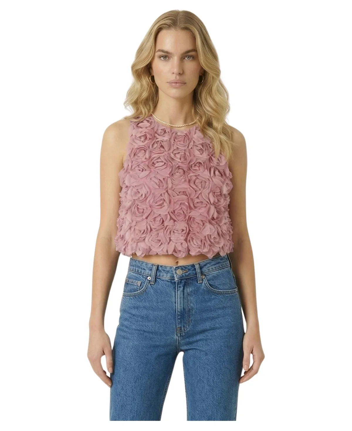 Floral Applique Rosette Tank by Modenaire