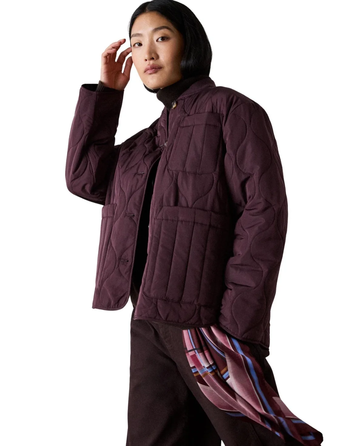 Quilted Button-Front Boxy Jacket by Whistles
