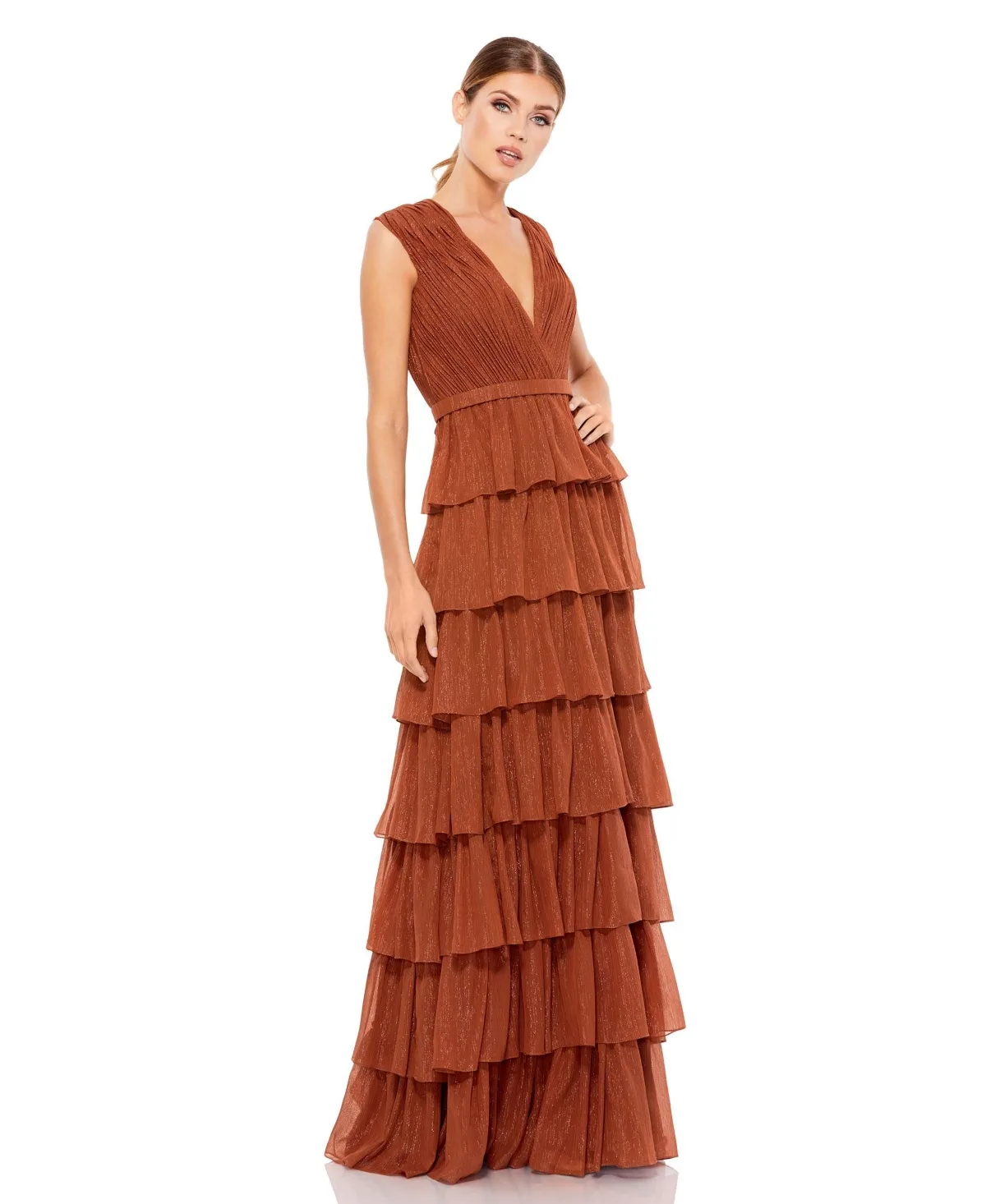 Ieena Sparkly Ruffle Layered Gown by M.A.C.