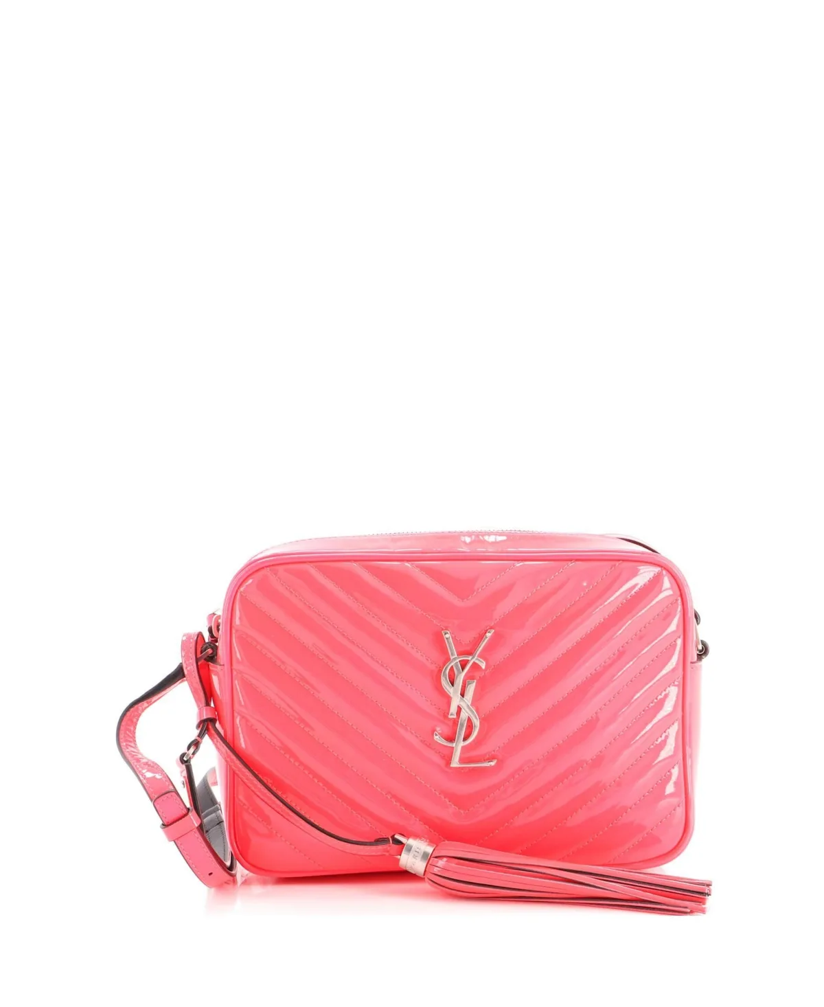 Pre-Owned Saint Laurent Small Lou Camera Bag Matelasse Chevron Patent by Saint Laurent