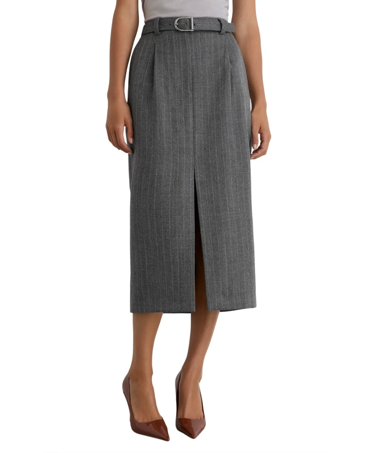 Astrid High-Waisted Pleated Wool Skirt by Reiss