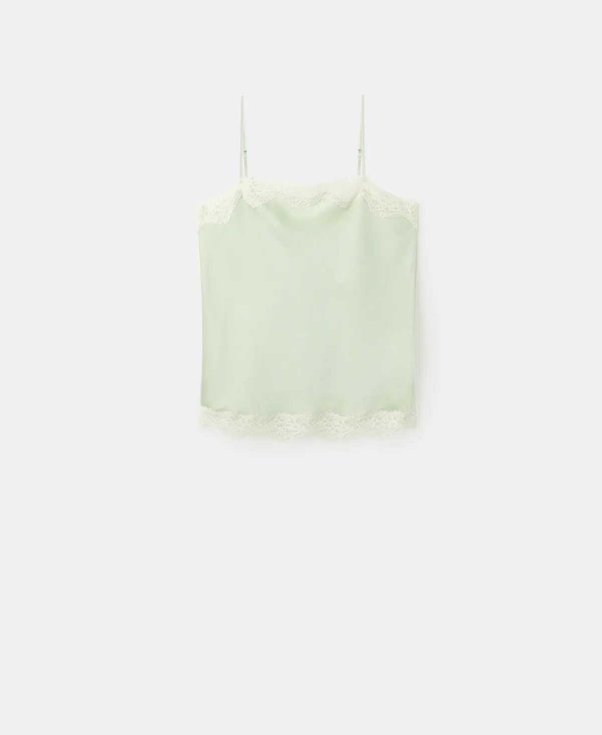 Lace Detail Satin Top by Mango