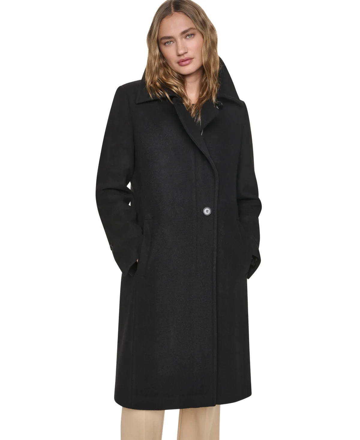 Faux-Shaggy Collar Coat by DKNY