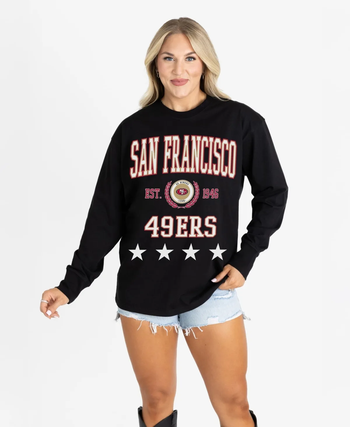 San Francisco 49ers Everyday Star Oversized Dropped-Shoulder Long-Sleeve T-Shirt