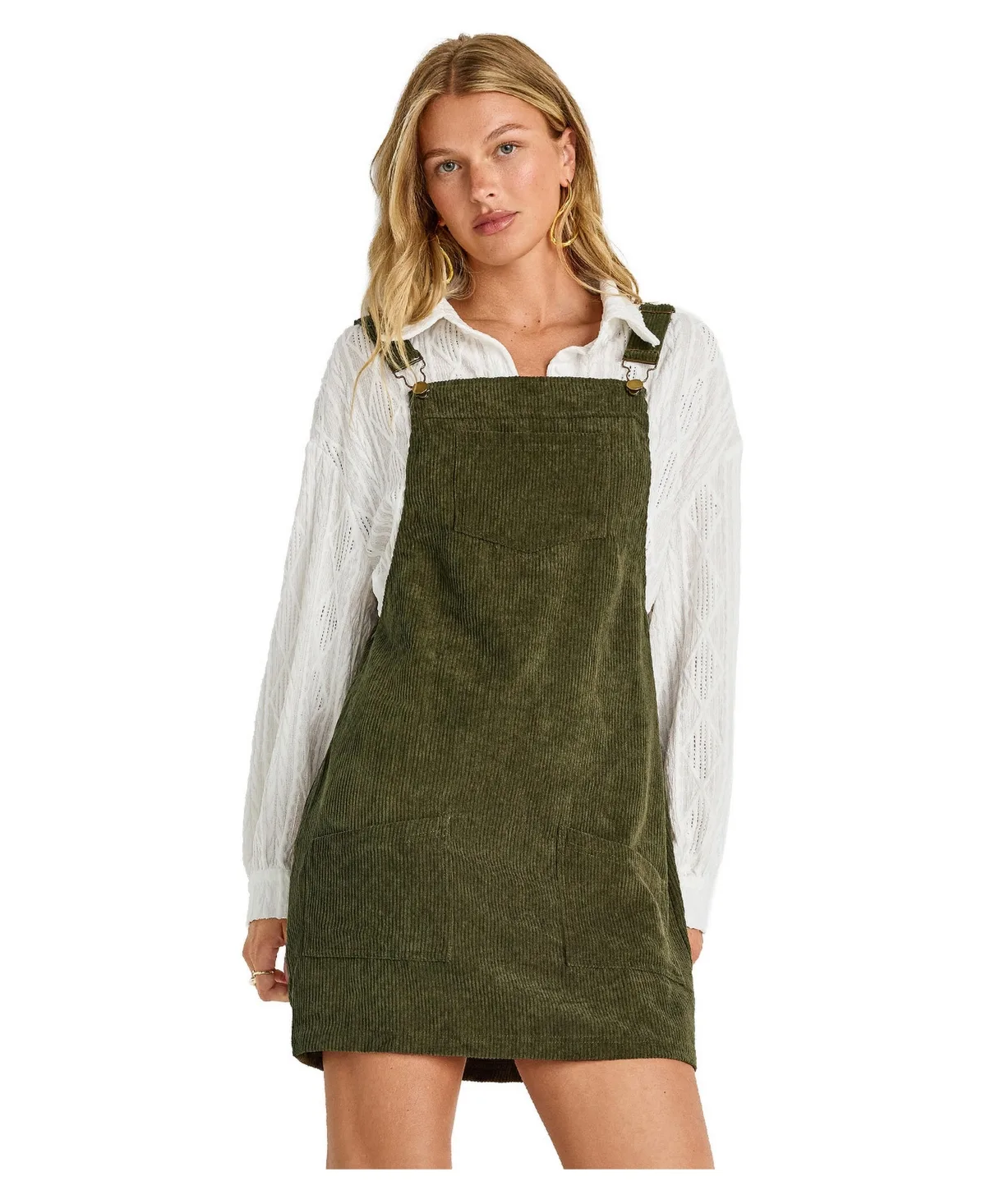 Corduroy Square-Neck Mini Pinafore Dress by Cupshe