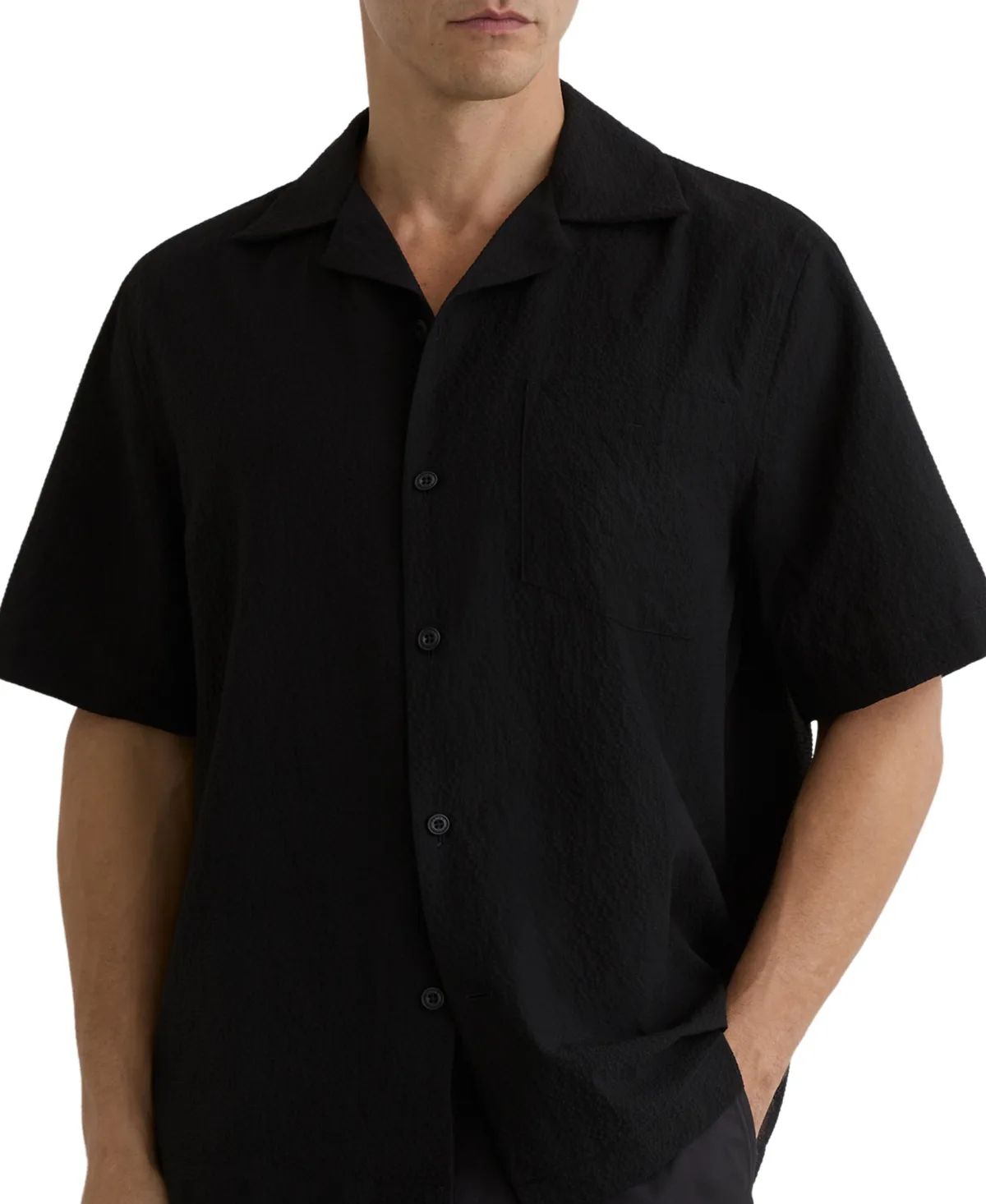 Eclipse Textured Cuban-Collar Short-Sleeve Shirt by Reiss